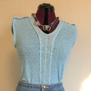 Vintage 80s Baby Blue Sleeveless Top 💎👩🏻‍🎤